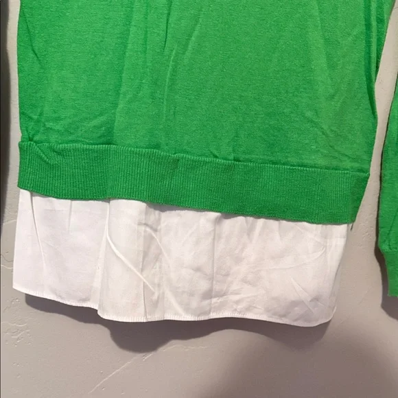 Lauren Ralph Lauren Green Sweater with White Collar and Hemline Medium - Picture 7 of 8